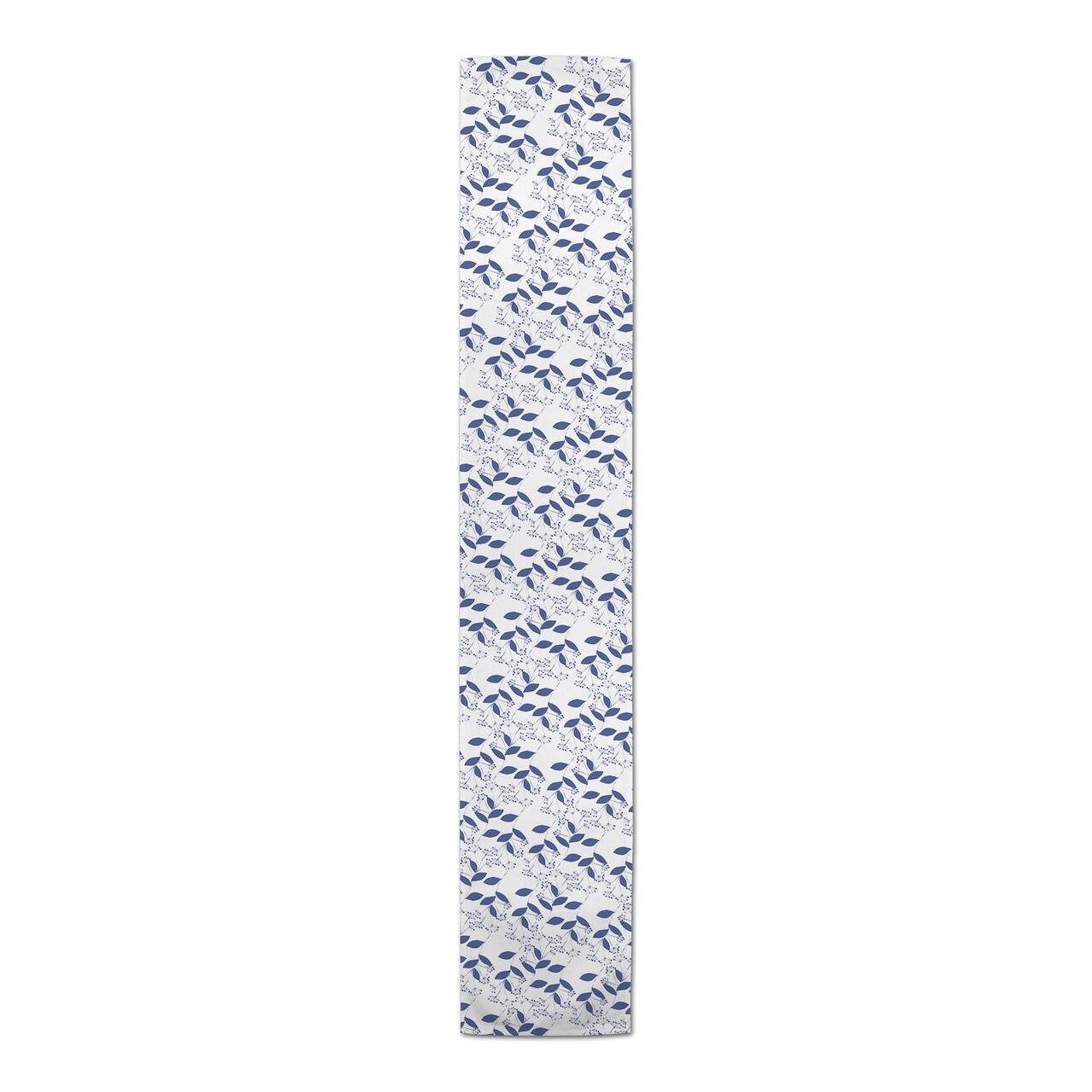 Blue Painted Flowers Indoor/Outdoor Table Runner